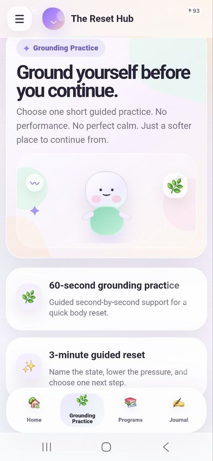 Grounding practice screen